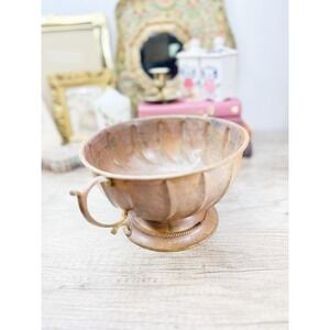 Vintage Hammered Copper Bowl with Handles
